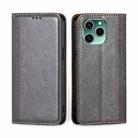 For Honor 60 SE Grid Texture Magnetic Flip Leather Phone Case(Grey) - 1