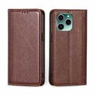 For Honor 60 SE Grid Texture Magnetic Flip Leather Phone Case(Brown) - 1