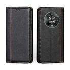 For Honor Magic4 Grid Texture Magnetic Flip Leather Phone Case(Black) - 1