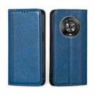 For Honor Magic4 Grid Texture Magnetic Flip Leather Phone Case(Blue) - 1