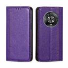 For Honor Magic4 Grid Texture Magnetic Flip Leather Phone Case(Purple) - 1