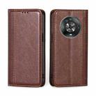 For Honor Magic4 Grid Texture Magnetic Flip Leather Phone Case(Brown) - 1