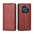 For Honor Magic4 Pro Grid Texture Magnetic Flip Leather Phone Case(Red) - 1