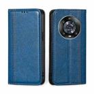 For Honor Magic4 Pro Grid Texture Magnetic Flip Leather Phone Case(Blue) - 1