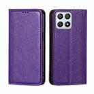 For Honor X30i Grid Texture Magnetic Flip Leather Phone Case(Purple) - 1