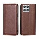 For Honor X30i Grid Texture Magnetic Flip Leather Phone Case(Brown) - 1