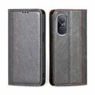 For Huawei nova 9 SE 4G Grid Texture Magnetic Flip Leather Phone Case(Grey) - 1