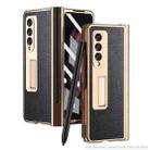 For Samsung Galaxy Z Fold3 Litchi Texture Integrated Electroplating Hinge Flip Phone Case with Pen Slot(Black) - 1
