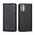 For Motorola Moto E32 4G Grid Texture Magnetic Flip Leather Phone Case(Black) - 1