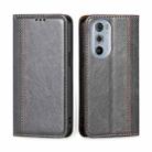 For Motorola Edge 30 Pro / Edge+ 2022 Grid Texture Magnetic Flip Leather Phone Case(Grey) - 1