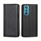 For Motorola Edge 30 Grid Texture Magnetic Flip Leather Phone Case(Black) - 1