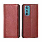 For Motorola Edge 30 Grid Texture Magnetic Flip Leather Phone Case(Red) - 1