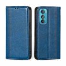 For Motorola Edge 30 Grid Texture Magnetic Flip Leather Phone Case(Blue) - 1