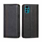 For Motorola Moto G22 Grid Texture Magnetic Flip Leather Phone Case(Black) - 1