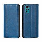 For Motorola Moto G22 Grid Texture Magnetic Flip Leather Phone Case(Blue) - 1