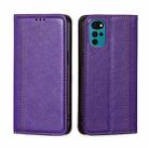 For Motorola Moto G22 Grid Texture Magnetic Flip Leather Phone Case(Purple) - 1