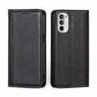 For Motorola Moto G52 4G / Moto G82 5G Grid Texture Magnetic Flip Leather Phone Case(Black) - 1