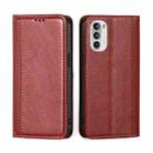 For Motorola Moto G52 4G / Moto G82 5G Grid Texture Magnetic Flip Leather Phone Case(Red) - 1