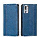 For Motorola Moto G52 4G / Moto G82 5G Grid Texture Magnetic Flip Leather Phone Case(Blue) - 1