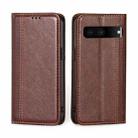 For Google Pixel 7 5G Grid Texture Magnetic Flip Leather Phone Case(Brown) - 1