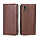 For Sony Xperia Ace III Grid Texture Magnetic Flip Leather Phone Case(Brown) - 1