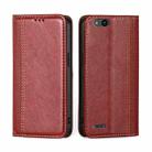 For ZTE Tempo X / Vantage Z839 / N9137 Grid Texture Magnetic Flip Leather Phone Case(Red) - 1