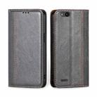 For ZTE Tempo X / Vantage Z839 / N9137 Grid Texture Magnetic Flip Leather Phone Case(Grey) - 1