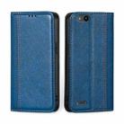 For ZTE Tempo X / Vantage Z839 / N9137 Grid Texture Magnetic Flip Leather Phone Case(Blue) - 1