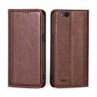 For ZTE Tempo X / Vantage Z839 / N9137 Grid Texture Magnetic Flip Leather Phone Case(Brown) - 1