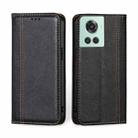 For OnePlus Ace / 10R Grid Texture Magnetic Flip Leather Phone Case(Black) - 1