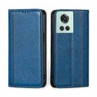For OnePlus Ace / 10R Grid Texture Magnetic Flip Leather Phone Case(Blue) - 1