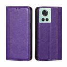 For OnePlus Ace / 10R Grid Texture Magnetic Flip Leather Phone Case(Purple) - 1