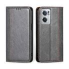 For OnePlus Nord CE 2 5G Grid Texture Magnetic Flip Leather Phone Case(Grey) - 1