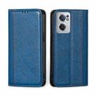 For OnePlus Nord CE 2 5G Grid Texture Magnetic Flip Leather Phone Case(Blue) - 1