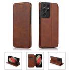 For Samsung Galaxy S21 Ultra 5G Card Slots Flip Leather Phone Case(Brown) - 1