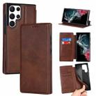 For Samsung Galaxy S22 Ultra  5G Card Slots Flip Leather Phone Case(Brown) - 1