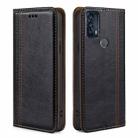 For TCL 20B 6159K Grid Texture Magnetic Flip Leather Phone Case(Black) - 1