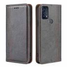 For TCL 20B 6159K Grid Texture Magnetic Flip Leather Phone Case(Grey) - 1