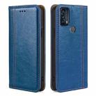 For TCL 20B 6159K Grid Texture Magnetic Flip Leather Phone Case(Blue) - 1