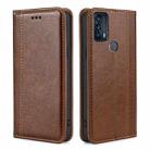 For TCL 20B 6159K Grid Texture Magnetic Flip Leather Phone Case(Brown) - 1