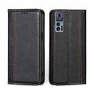 For TCL 30 5G / 30+ 5G Grid Texture Magnetic Flip Leather Phone Case(Black) - 1