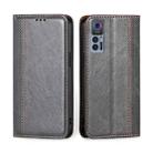 For TCL 30 5G / 30+ 5G Grid Texture Magnetic Flip Leather Phone Case(Grey) - 1