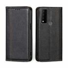 For TCL 30 V 5G T781S Grid Texture Magnetic Flip Leather Phone Case(Black) - 1