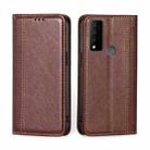 For TCL 30 V 5G T781S Grid Texture Magnetic Flip Leather Phone Case(Brown) - 1