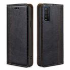 For TCL 205 Grid Texture Magnetic Flip Leather Phone Case(Black) - 1