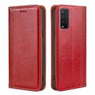 For TCL 205 Grid Texture Magnetic Flip Leather Phone Case(Red) - 1