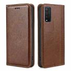 For TCL 205 Grid Texture Magnetic Flip Leather Phone Case(Brown) - 1