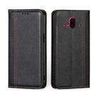 For Fujitsu Arrows F-52B Grid Texture Magnetic Flip Leather Phone Case(Black) - 1