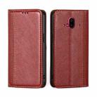 For Fujitsu Arrows F-52B Grid Texture Magnetic Flip Leather Phone Case(Red) - 1