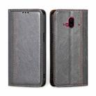 For Fujitsu Arrows F-52B Grid Texture Magnetic Flip Leather Phone Case(Grey) - 1